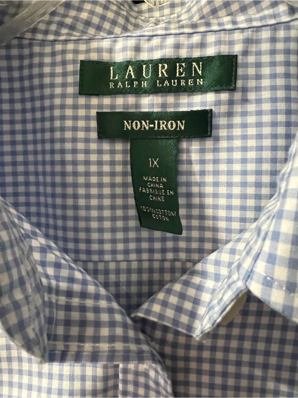 Classic Lauren Ralph Lauren Sleeveless Blue Gingham Button-Front Shirt - Picture 3 of 4